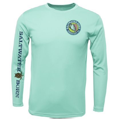 Siesta Key, FL Realistic Turtle Long Sleeve UPF 50+ Dry-Fit Shirt