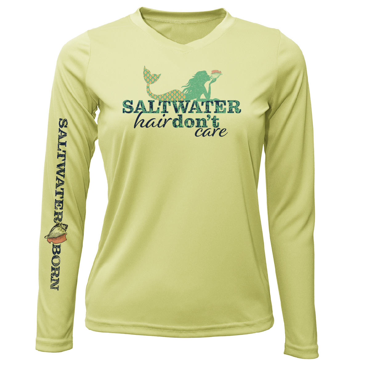 Saltwater Born Siesta Key "Saltwater Hair...Don't Care" Long Sleeve UPF 50+ Dry-Fit Shirt