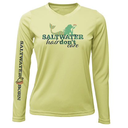 Saltwater Born Siesta Key "Saltwater Hair...Don't Care" Long Sleeve UPF 50+ Dry-Fit Shirt