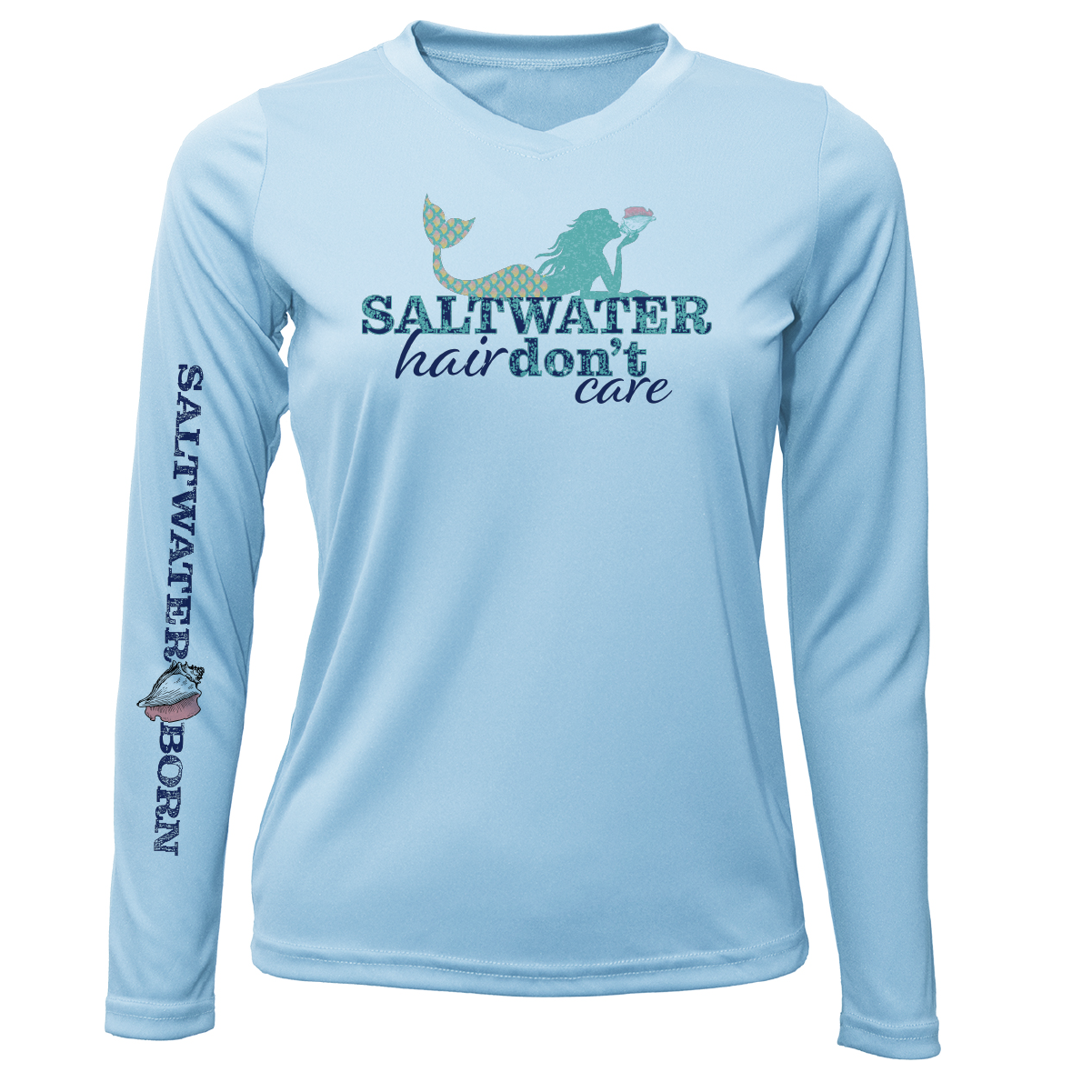 Saltwater Born Siesta Key "Saltwater Hair...Don't Care" Long Sleeve UPF 50+ Dry-Fit Shirt