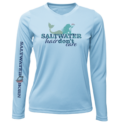 Saltwater Born Siesta Key "Saltwater Hair...Don't Care" Long Sleeve UPF 50+ Dry-Fit Shirt