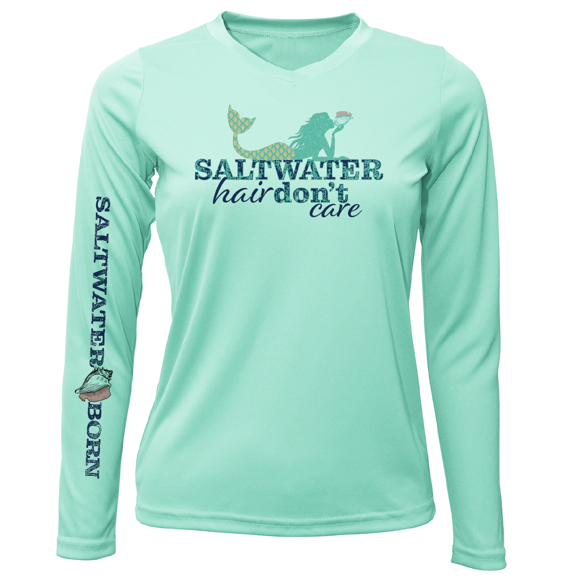 Saltwater Born Siesta Key "Saltwater Hair...Don't Care" Long Sleeve UPF 50+ Dry-Fit Shirt