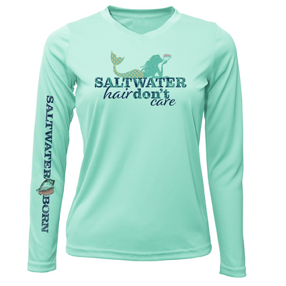 Saltwater Born Siesta Key "Saltwater Hair...Don't Care" Long Sleeve UPF 50+ Dry-Fit Shirt