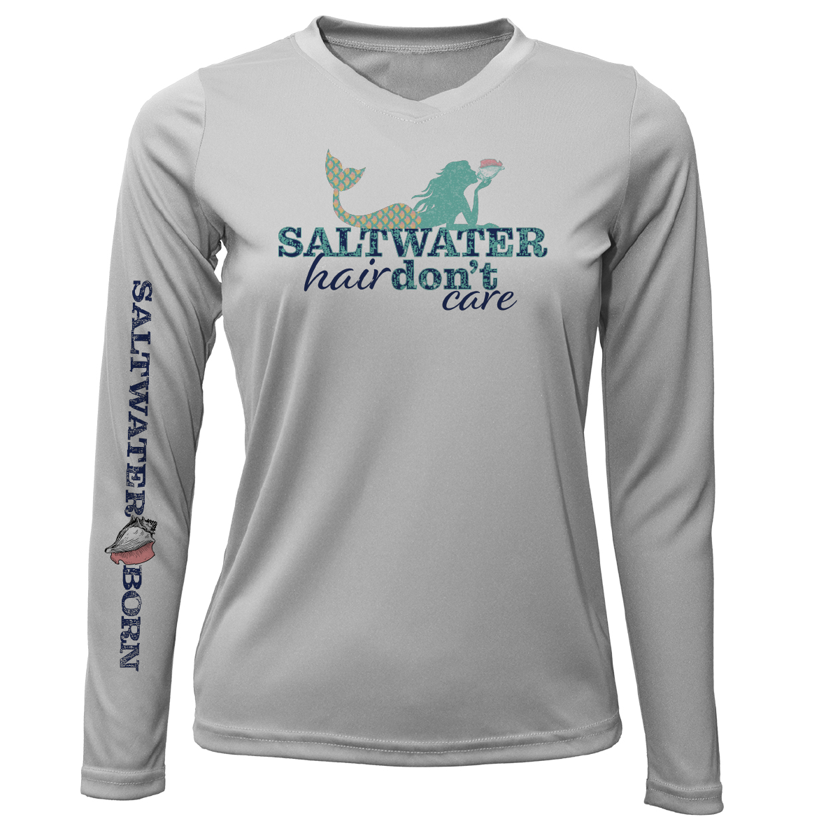 Saltwater Born Siesta Key "Saltwater Hair...Don't Care" Long Sleeve UPF 50+ Dry-Fit Shirt