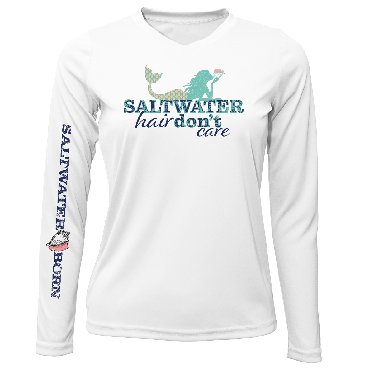 Saltwater Born Siesta Key "Saltwater Hair...Don't Care" Long Sleeve UPF 50+ Dry-Fit Shirt