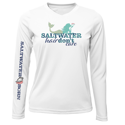 Saltwater Born Siesta Key "Saltwater Hair...Don't Care" Long Sleeve UPF 50+ Dry-Fit Shirt