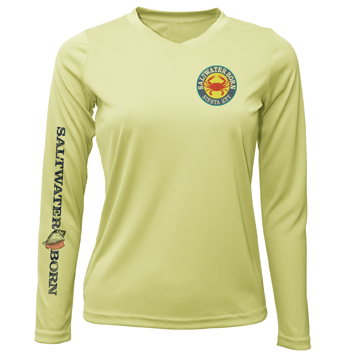 Saltwater Born Siesta Key Steamed Crab Women's Long Sleeve UPF 50+ Dry-Fit Shirt