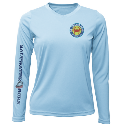 Saltwater Born Siesta Key Steamed Crab Women's Long Sleeve UPF 50+ Dry-Fit Shirt