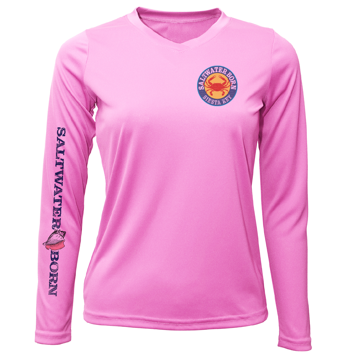 Saltwater Born Siesta Key Steamed Crab Women's Long Sleeve UPF 50+ Dry-Fit Shirt