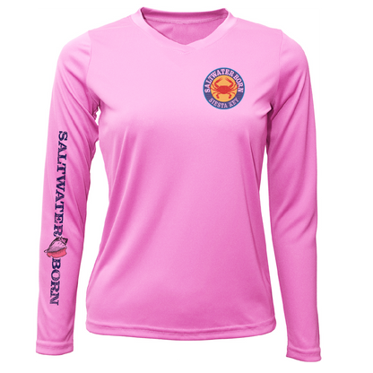 Saltwater Born Siesta Key Steamed Crab Women's Long Sleeve UPF 50+ Dry-Fit Shirt