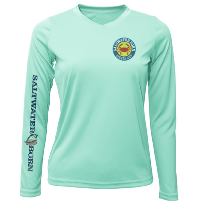 Saltwater Born Siesta Key Steamed Crab Women's Long Sleeve UPF 50+ Dry-Fit Shirt