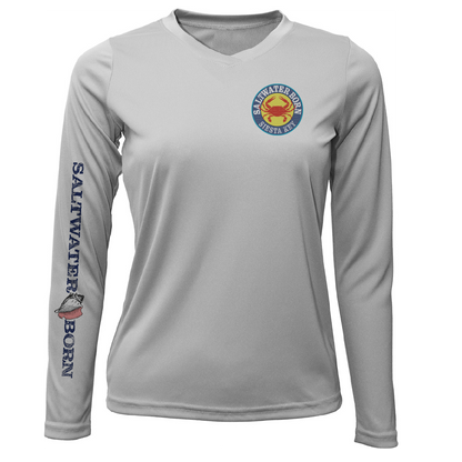 Saltwater Born Siesta Key Steamed Crab Women's Long Sleeve UPF 50+ Dry-Fit Shirt