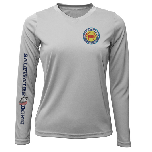 Saltwater Born Siesta Key Steamed Crab Women's Long Sleeve UPF 50+ Dry-Fit Shirt