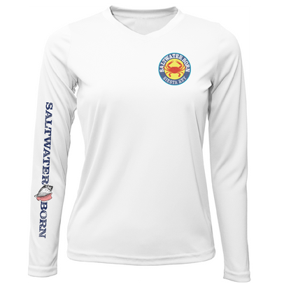 Saltwater Born Siesta Key Steamed Crab Women's Long Sleeve UPF 50+ Dry-Fit Shirt