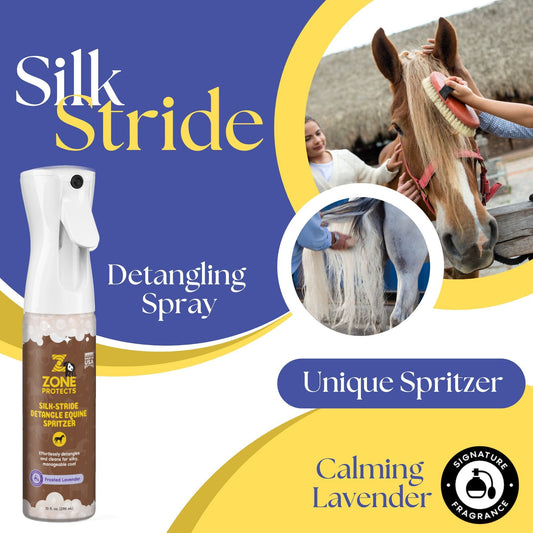Zone Protects Silk Stride Detangle Equine Spritzer, Frosted Lavender