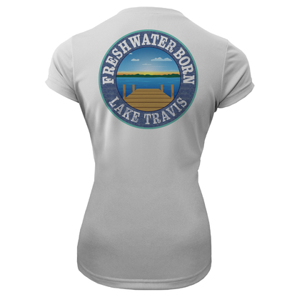 Saltwater Born Lake Travis Freshwater Born SUP Flag Women's Short Sleeve UPF 50+ Dry-Fit Shirt