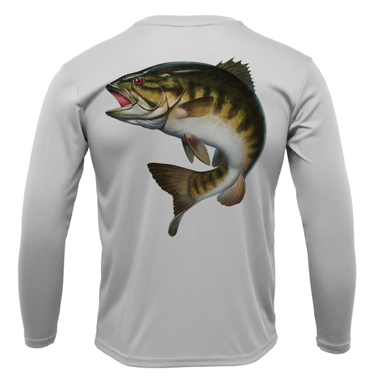 Saltwater Born Michigan Freshwater Born Smallmouth Bass Men's Long Sleeve UPF 50+ Dry-Fit Shirt