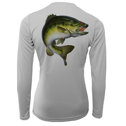 Saltwater Born Michigan Freshwater Born Largemouth Bass Women's Long Sleeve UPF 50+ Dry-Fit Shirt
