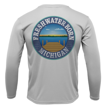 Saltwater Born Michigan USA Freshwater Born Men's Long Sleeve UPF 50+ Dry-Fit Shirt