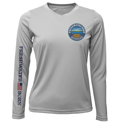 Saltwater Born Michigan Freshwater Born "All For Rum and Rum For All" Women's Long Sleeve UPF 50+ Dry-Fit Shirt