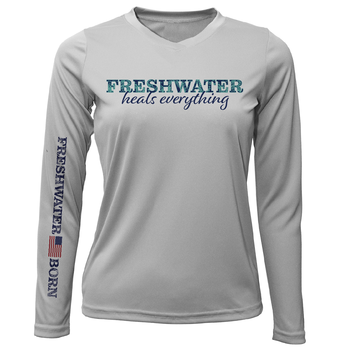 Saltwater Born Texas "Freshwater Heals Everything" Women's Long Sleeve UPF 50+ Dry-Fit Shirt
