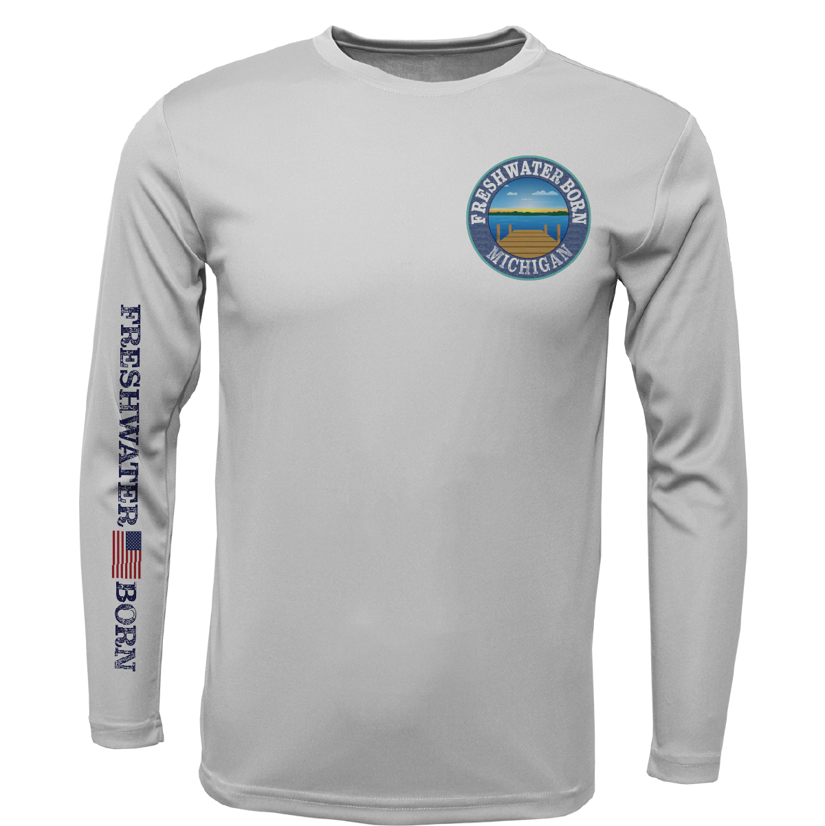 Saltwater Born Michigan Freshwater Born Smallmouth Bass Men's Long Sleeve UPF 50+ Dry-Fit Shirt