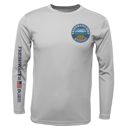 Saltwater Born Michigan Freshwater Born Smallmouth Bass Men's Long Sleeve UPF 50+ Dry-Fit Shirt