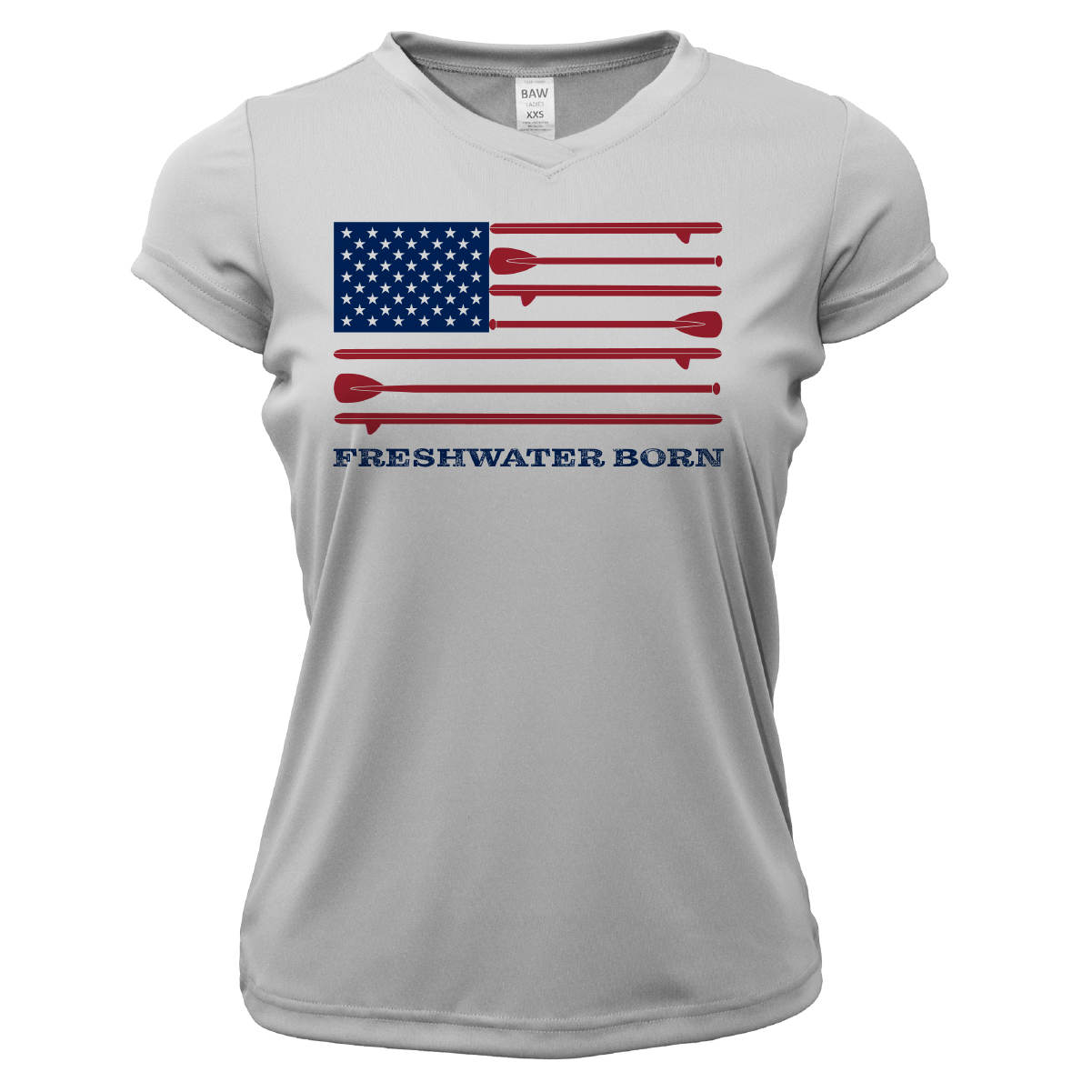 Saltwater Born Lake Travis Freshwater Born SUP Flag Women's Short Sleeve UPF 50+ Dry-Fit Shirt