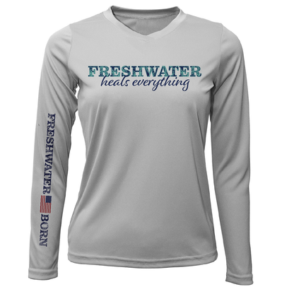 Saltwater Born Michigan "Freshwater Heals Everything" Women's Long Sleeve UPF 50+ Dry-Fit Shirt