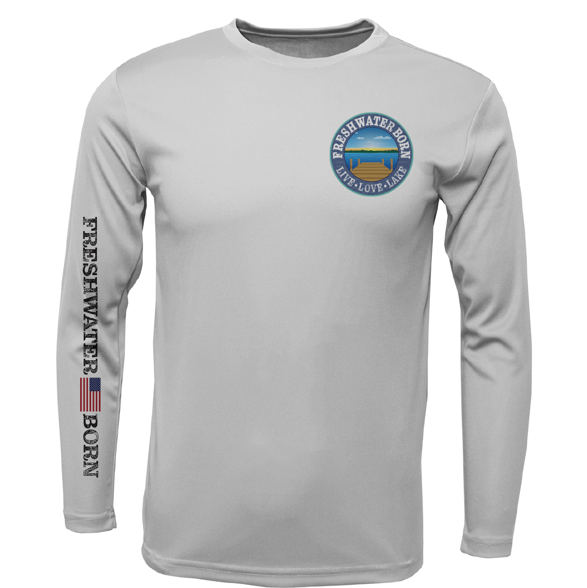 Saltwater Born Freshwater Born "Live Love Lake" Surrender the Booty Men's Long Sleeve UPF 50+ Dry-Fit Shirt