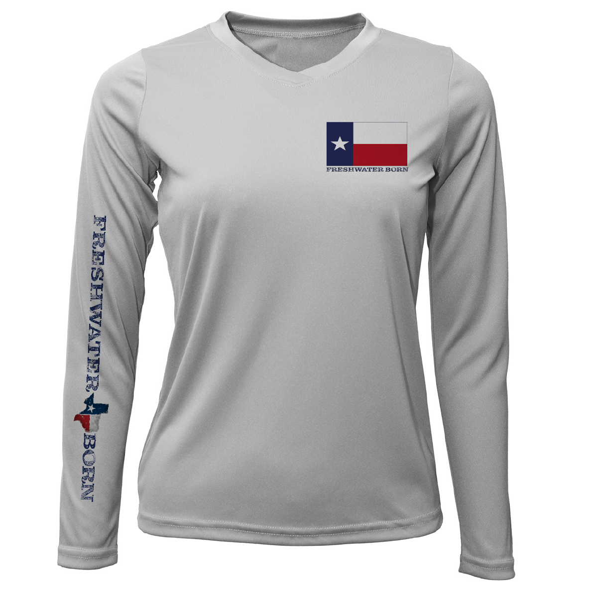 Saltwater Born Lake Travis Freshwater Born Texas Flag Women's Long Sleeve UPF 50+ Dry-Fit Shirt