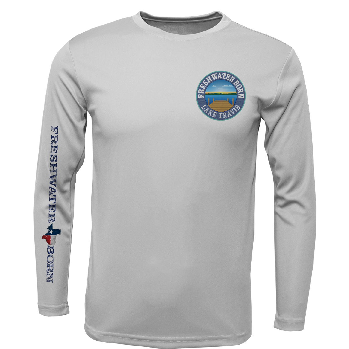 Saltwater Born Lake Travis Freshwater Born State of Texas Men's Long Sleeve UPF 50+ Dry-Fit Shirt