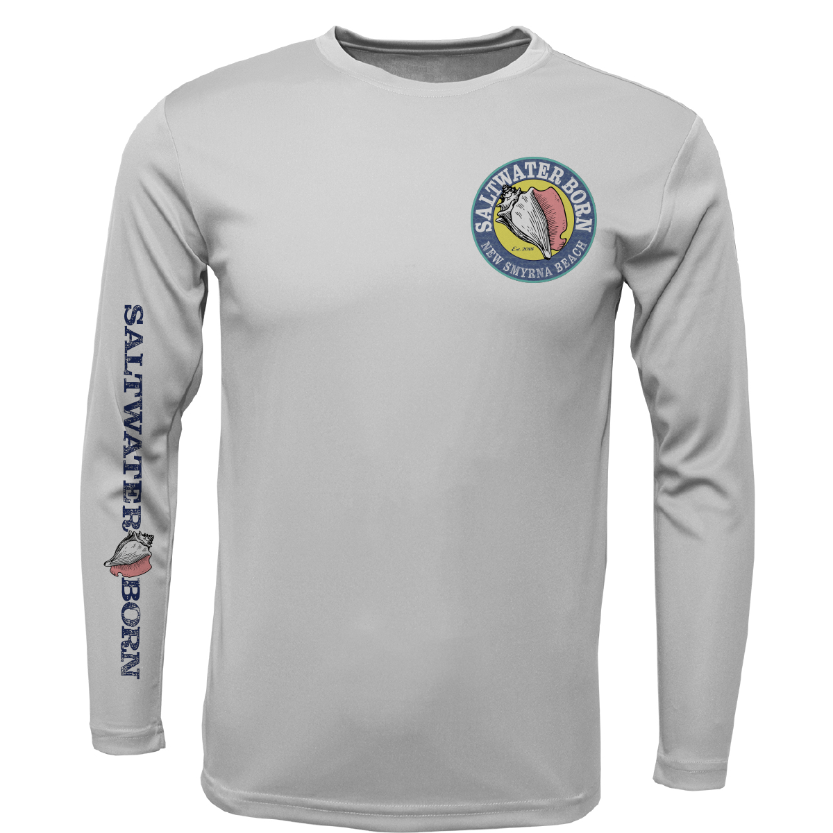 Saltwater Born New Smyrna Beach, FL Logo Men's Long Sleeve UPF 50+ Dry-Fit Shirt
