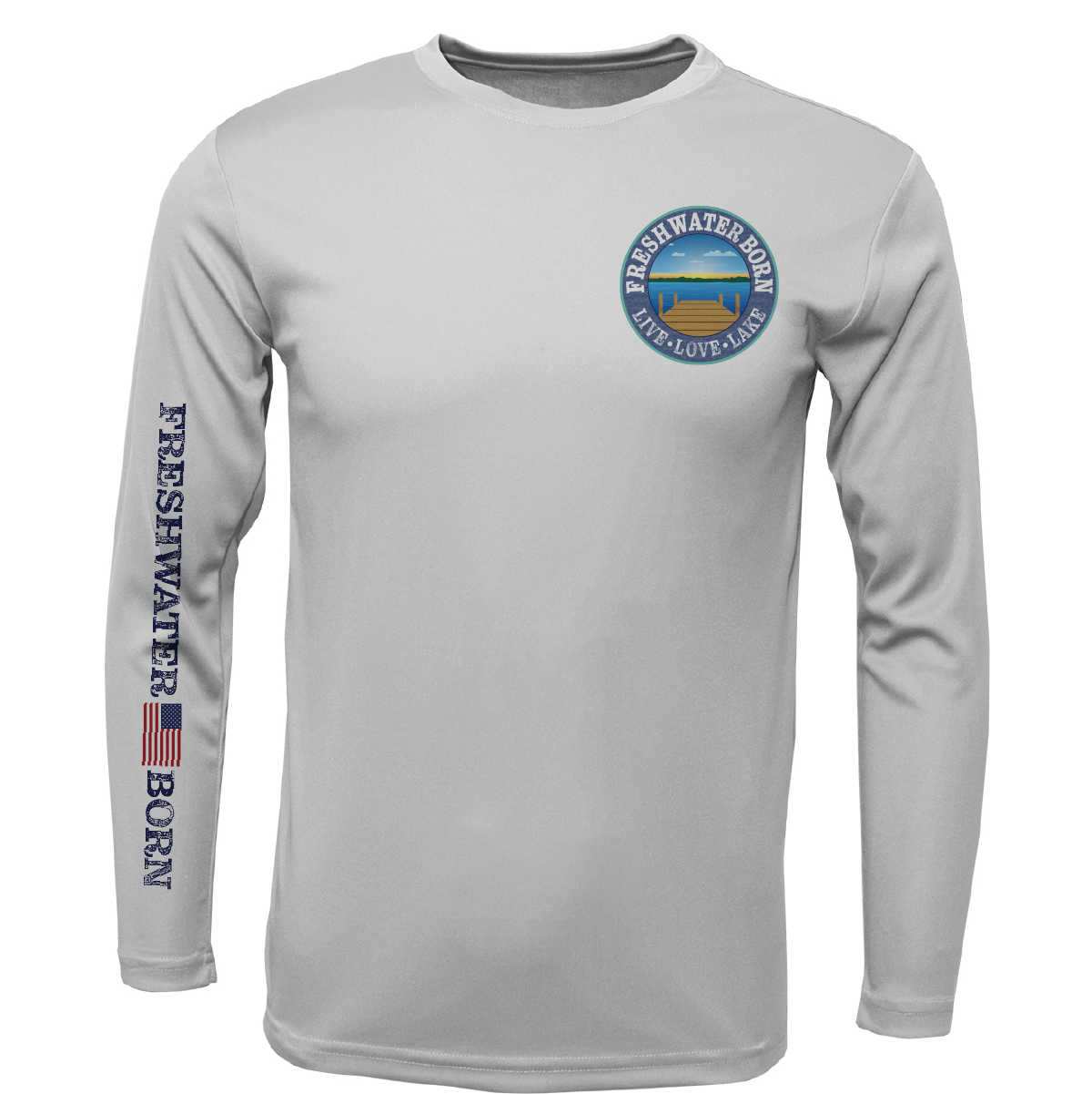 Saltwater Born Freshwater Born "Live Love Lake" Kraken Men's Long Sleeve UPF 50+ Dry-Fit Shirt