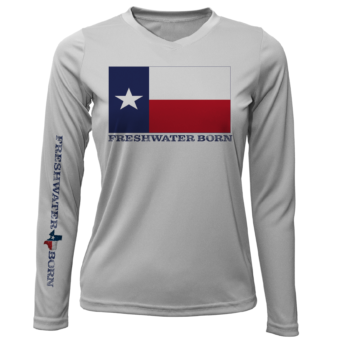 Saltwater Born DFW, TX Flag Freshwater Born Women's Long Sleeve UPF 50+ Dry-Fit Shirt