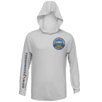 Saltwater Born Miami, FL Freshwater Born Peacock Bass Men's Long Sleeve UPF 50+ Dry-Fit Hoodie