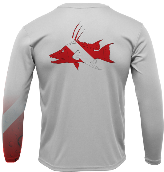 Siesta Key, FL Hogfish Diver with Scuba Sleeve LS UPF 50+ Dry-Fit Shirt