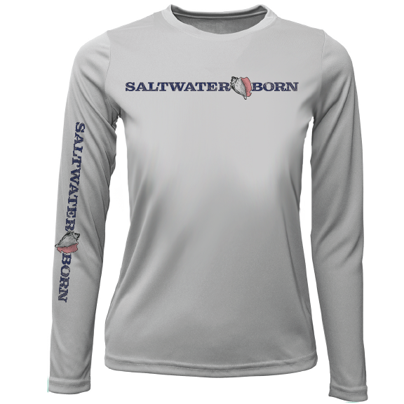 Saltwater Born Key West, FL Saltwater Born Linear Logo Girl's Long Sleeve UPF 50+ Dry-Fit Shirt