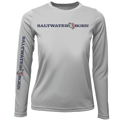 Saltwater Born Key West, FL Saltwater Born Linear Logo Girl's Long Sleeve UPF 50+ Dry-Fit Shirt