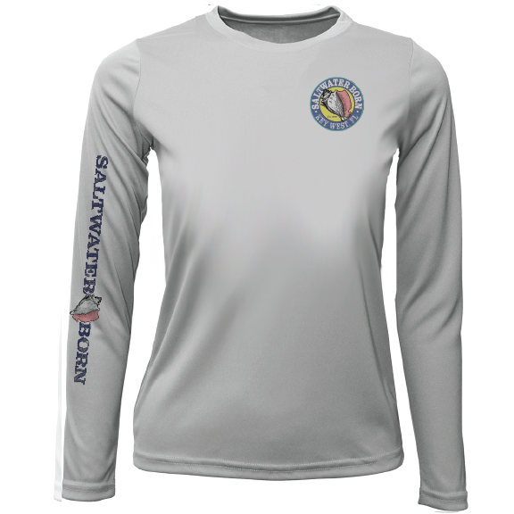 Saltwater Born Key West, FL Saltwater Born Circle Logo Girl's Long Sleeve UPF 50+ Dry-Fit Shirt
