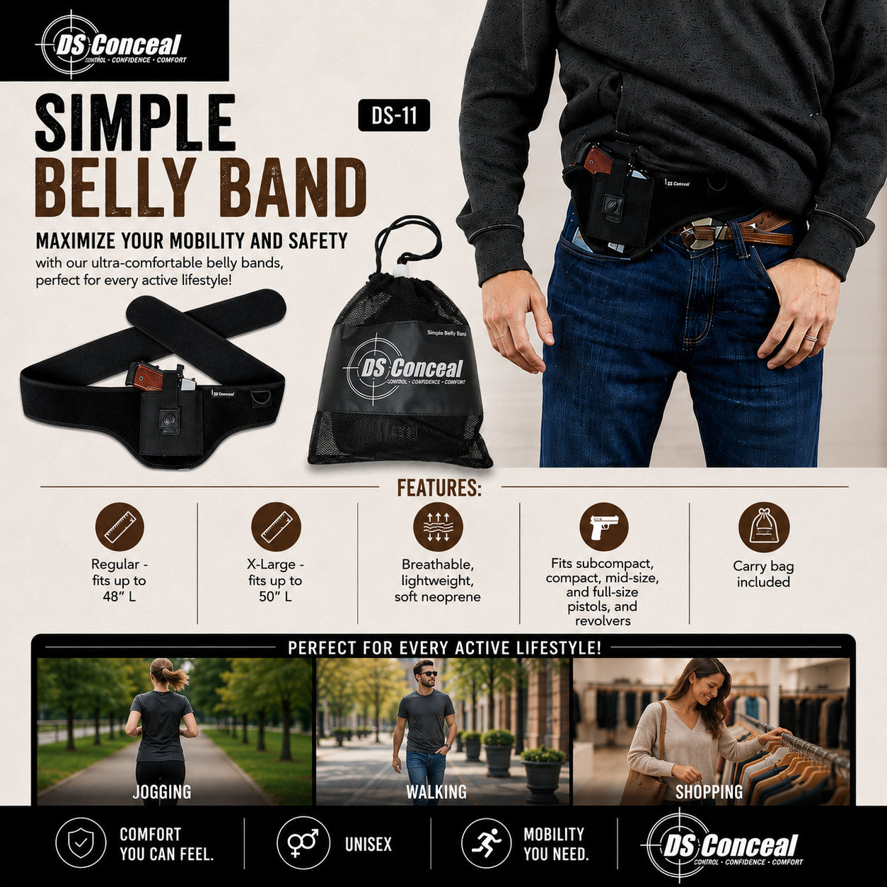 Unisex Simple Belly Band by Lady Conceal