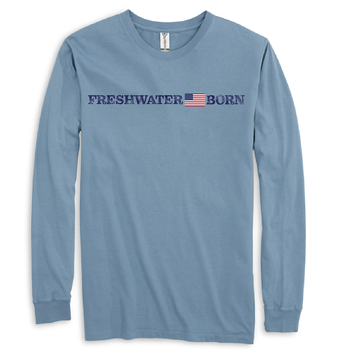 Saltwater Born Freshwater Born Linear Logo Men's Cotton Long Sleeve Shirt