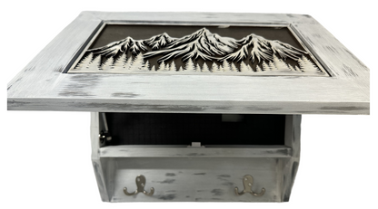 Bellewood Designs - Hidden Gun Safe Coat Rack Snow Mountain Wall Decoration Concealed Shelf Firearm Cabinet