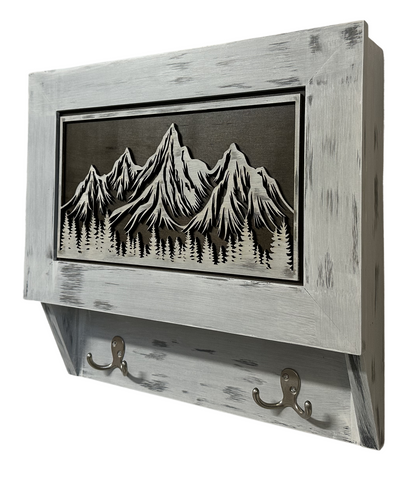 Bellewood Designs - Hidden Gun Safe Coat Rack Snow Mountain Wall Decoration Concealed Shelf Firearm Cabinet