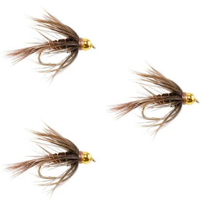 The Fly Fishing Place 3 Pack Soft Hackle Bead Head Pheasant Tail Nymph Fly - Size 10