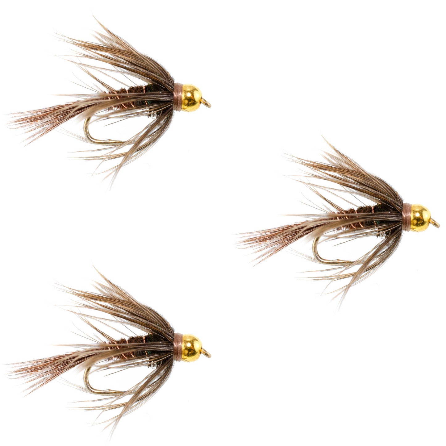 The Fly Fishing Place 3 Pack Soft Hackle Bead Head Pheasant Tail Nymph Fly - Size 18