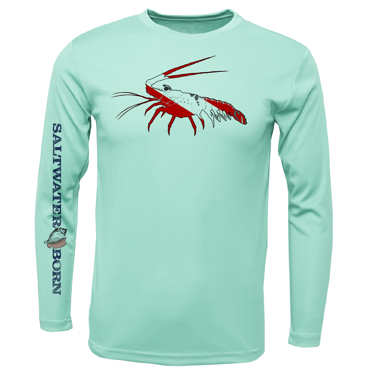 Saltwater Born Key West, FL Spiny Lobster Diver Long Sleeve UPF 50+ Dry-Fit Shirt