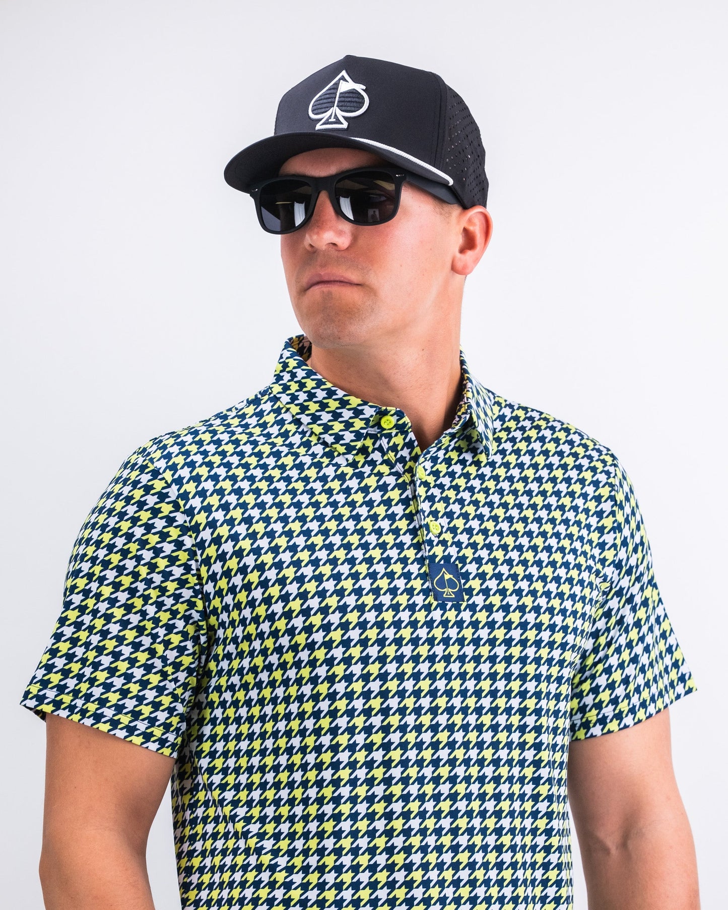 Pins and Aces Houndstooth Lime