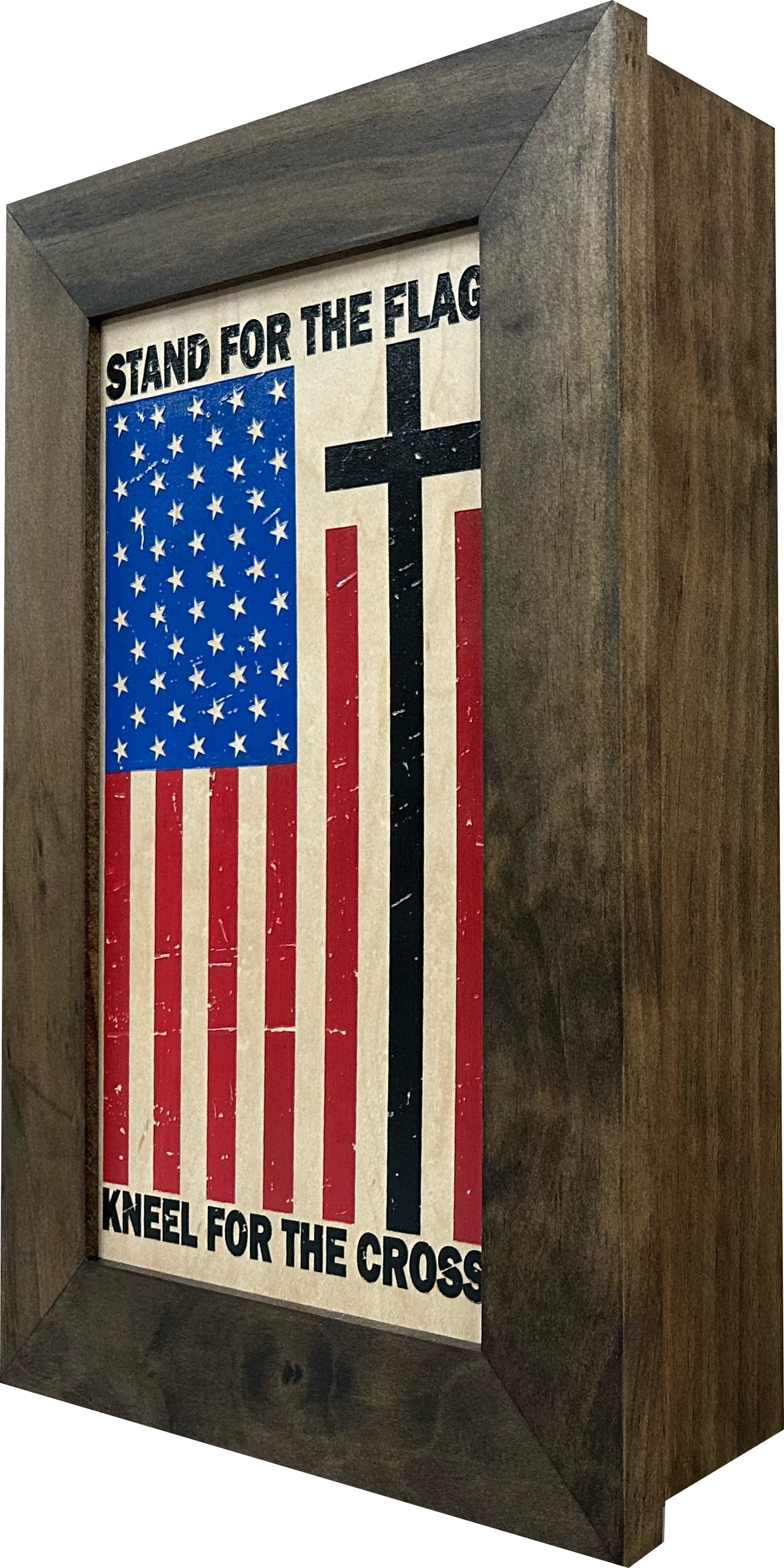 Bellewood Designs - American Flag and Cross Hidden Gun Storage Cabinet