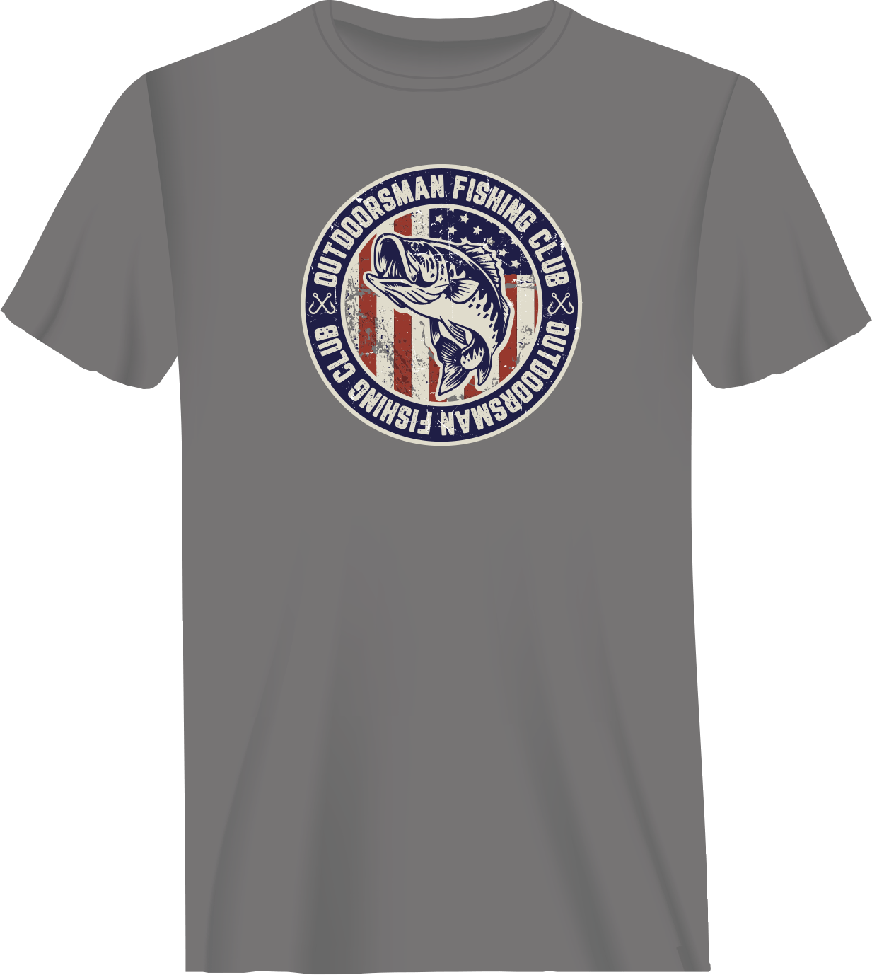 Outdoorzees Outdoorsman Fishing Club Patriotic Man T-Shirt